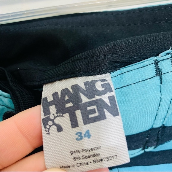 Hang ten blue purple ombre abstract striping swim trunks 34 medium - Picture 4 of 7